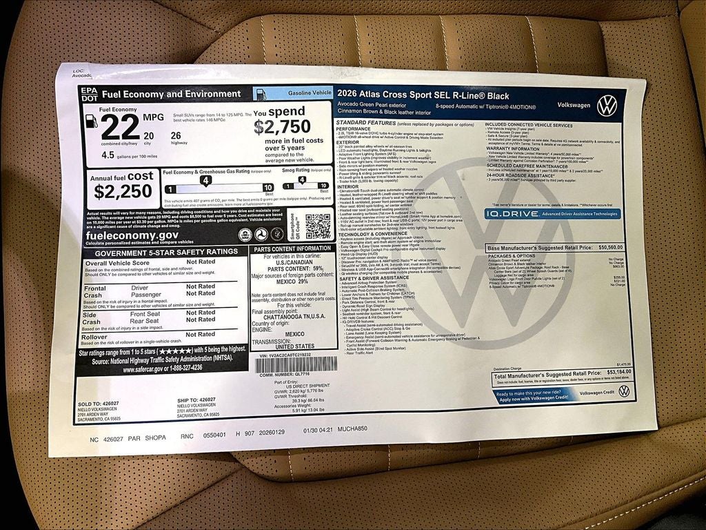 2026 Volkswagen Atlas Cross Sport 2.0T SEL R-Line Black