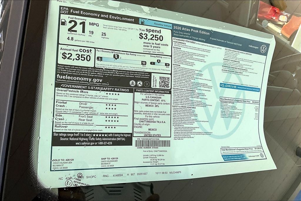 2026 Volkswagen Atlas 2.0T Peak Edition