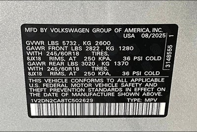 2026 Volkswagen Atlas 2.0T SE