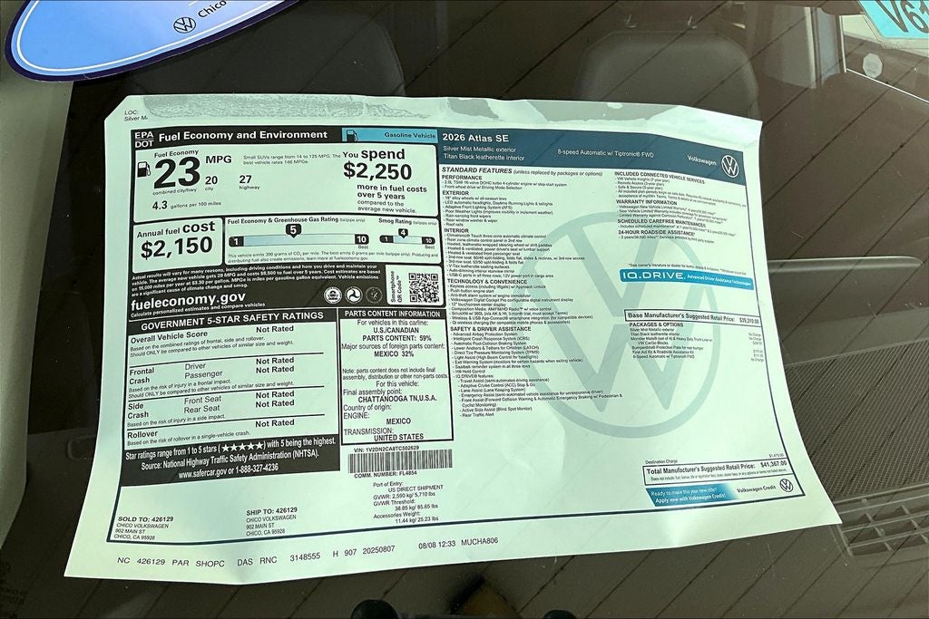 2026 Volkswagen Atlas 2.0T SE