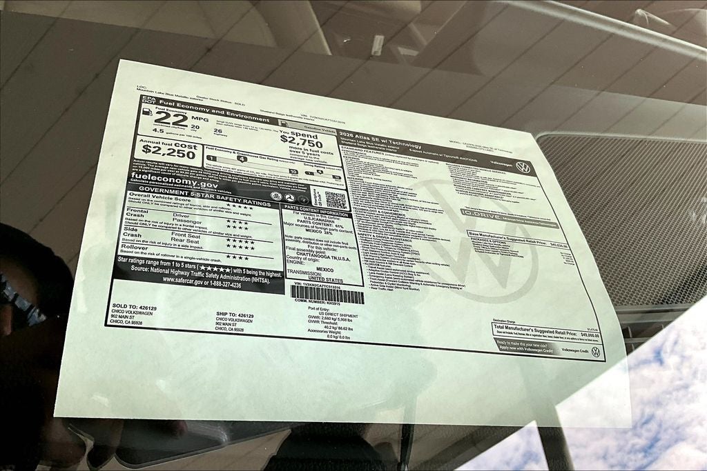 2026 Volkswagen Atlas 2.0T SE W/TECHNOLOGY
