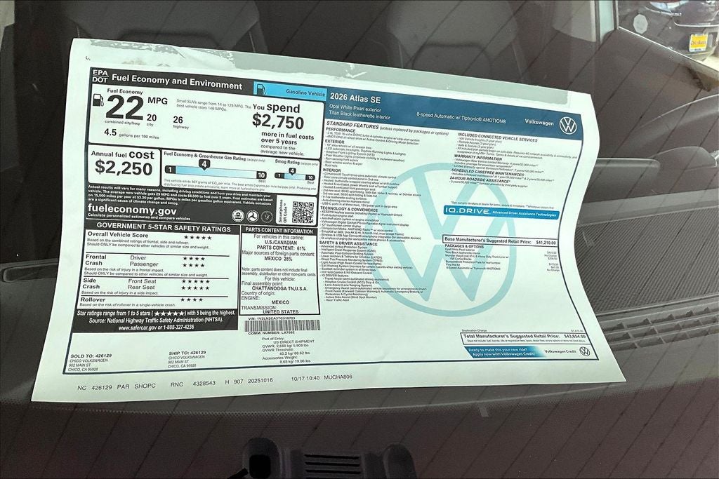 2026 Volkswagen Atlas 2.0T SE