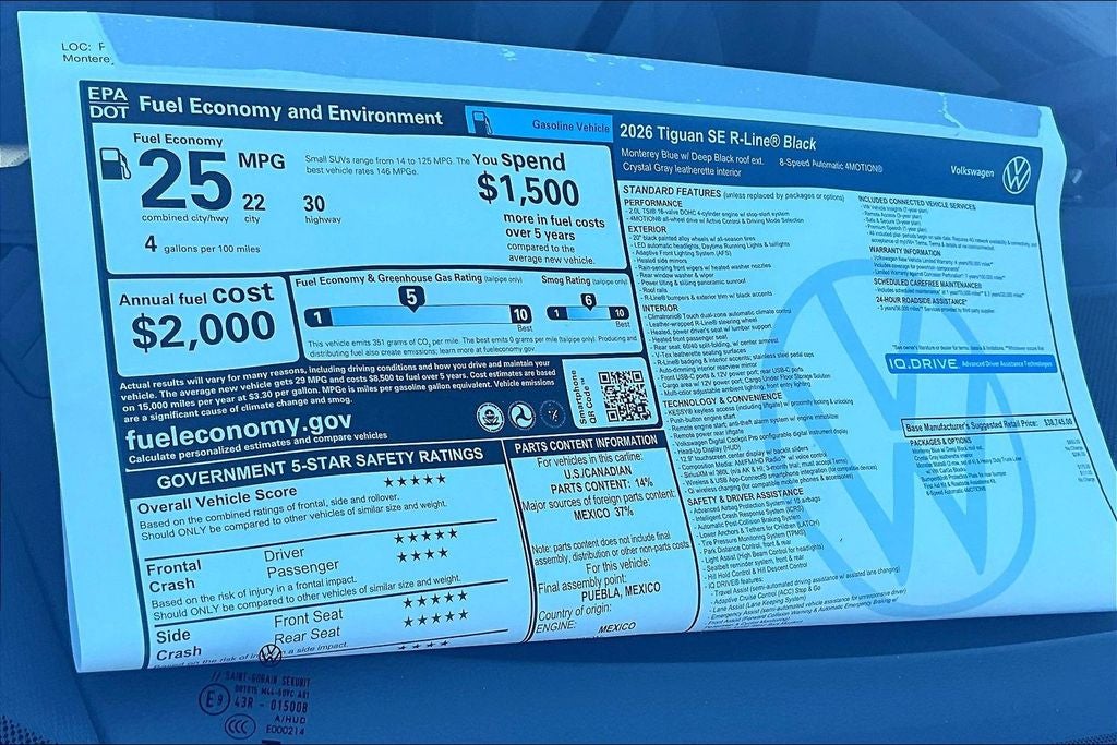 2026 Volkswagen Tiguan 2.0T SE R-Line Black