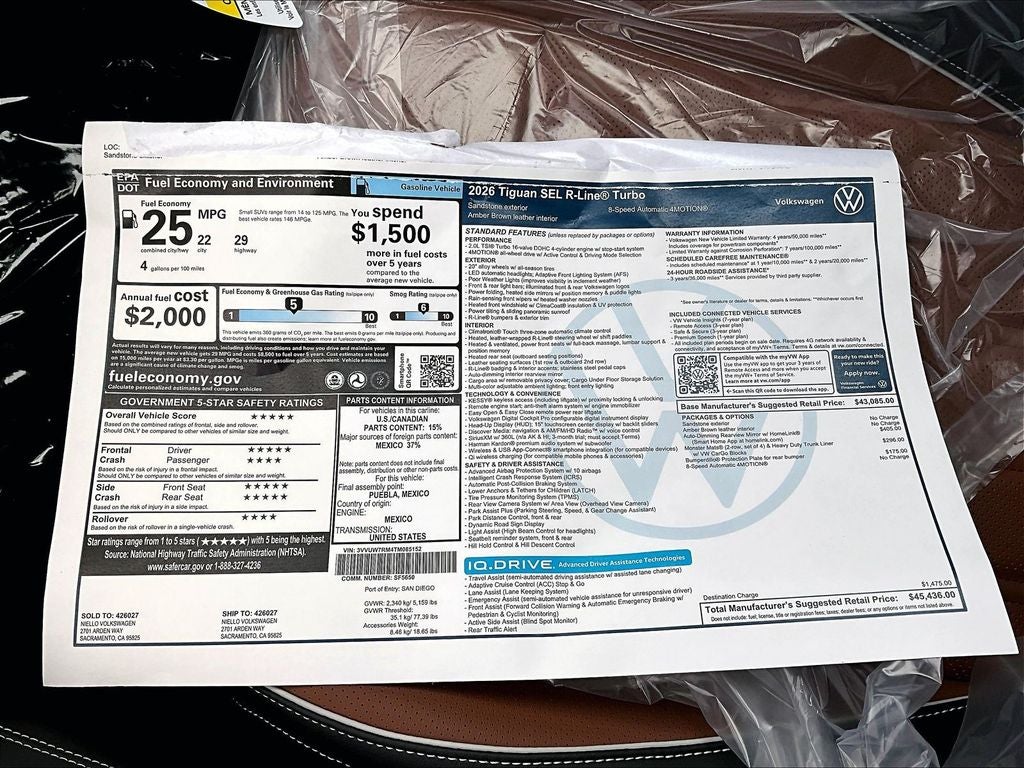 2026 Volkswagen Tiguan 2.0T SEL R-Line Turbo