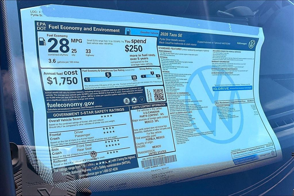 2026 Volkswagen Taos 1.5T SE