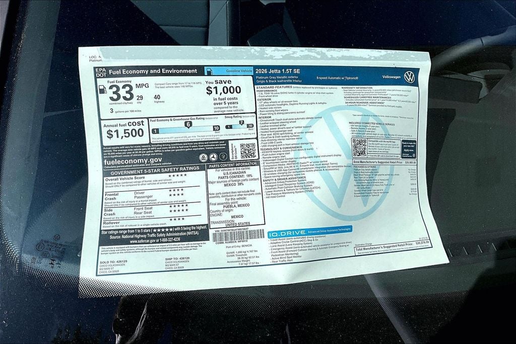 2026 Volkswagen Jetta 1.5T SE