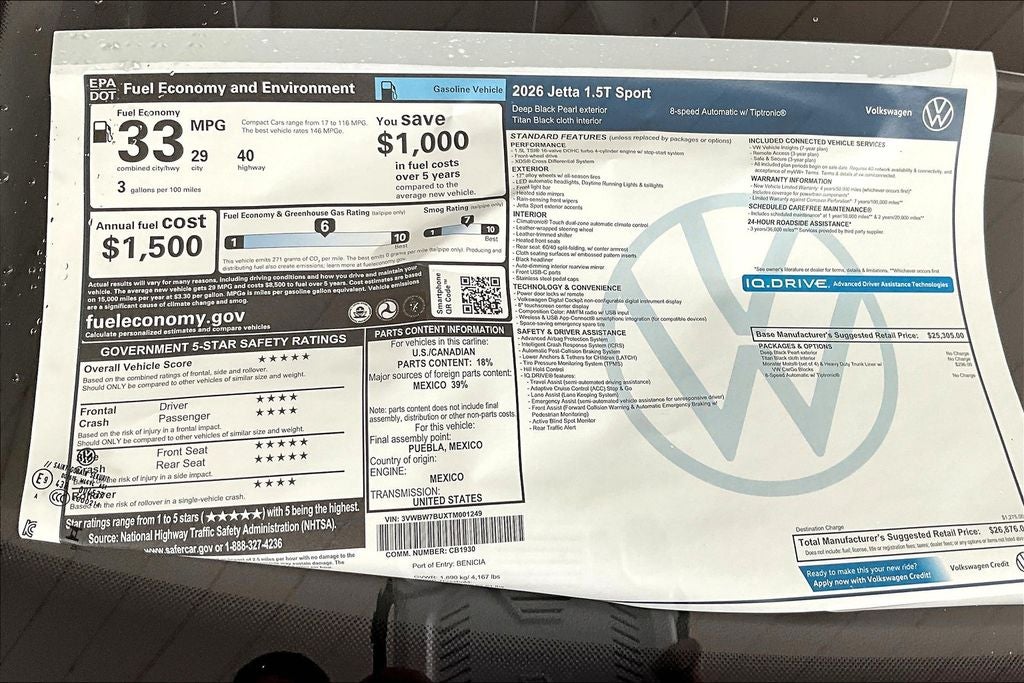 2026 Volkswagen Jetta 1.5T Sport